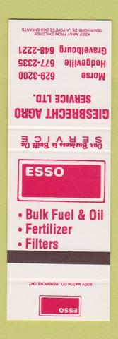 Matchbook Cover - Esso oil gas Giesbrecht Morse Hodgeville Gravelbourg SK SAMPLE