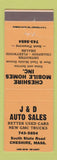 Matchbook Cover - J&D Auto Sales GMC Trucks Cheshire Mobile Homes MA
