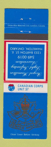 Matchbook Cover - Canadian Corps Unit 57 Military Hamilton ON Canada