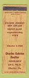 Matchbook Cover - Charles Gabries Real Estate Insurance Chester PA