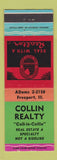 Matchbook Cover - Collin Real Estate Freeport IL