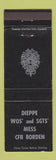 Matchbook Cover - Dieppe WOS SGTS Mess CFB Borden ON Canada Military Canadian