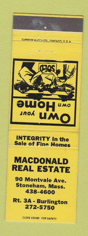 Matchbook Cover - Macdonald Real Estate Stoneham MA YELLOW
