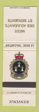 Matchbook Cover - Mess Des Adjudants La Base Valcartier Canada Military WEAR
