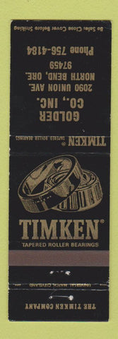 Matchbook Cover - Timken Roller Bearings Golder North Bend OR
