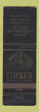 Matchbook Cover - Timken Roller Bearings Longview WA WEAR