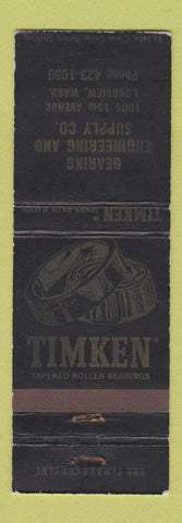 Matchbook Cover - Timken Roller Bearings Longview WA WEAR