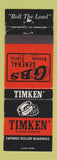 Matchbook Cover - Timken Roller Bearings General System Canada WEAR