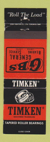 Matchbook Cover - Timken Roller Bearings General System Canada WEAR