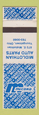 Matchbook Cover - Midlothian Auto Parts Youngstown OH McCord gaskets
