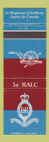 Matchbook Cover - 5e Regiment d'Artillerie Canada Military Canadian