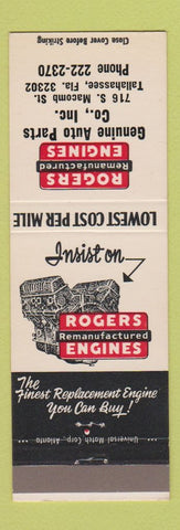 Matchbook Cover - Rogers Engines Auto Parts Tallahassee FL