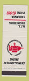 Matchbook Cover - MTL Engineering Tauranga New Zealand Engines