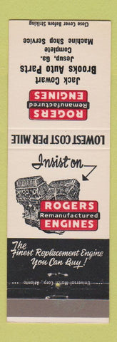Matchbook Cover - Rogers Engines Jack Cowart Auto Parts Jesup GA
