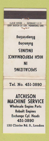 Matchbook Cover - Atchison Machine Service London ON WEAR