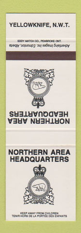 Matchbook Cover - Northern Area HQ Canadian Military Yellowknift NWT SAMPLE