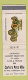 Matchbook Cover - Carters Auto Mile Calgary AB WEAR