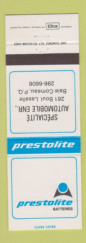 Matchbook Cover - Prestolite Batteries Auto Baie Comeau QC