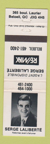 Matchbook Cover - Remax Real Estate Serge Laliberte Beloeil QC