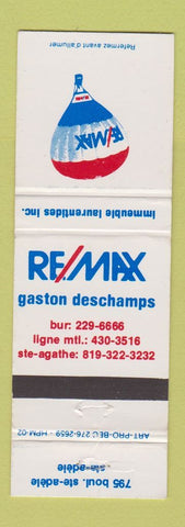 Matchbook Cover - Remax Real Estate Gaston Deschamps Ste Adele QC