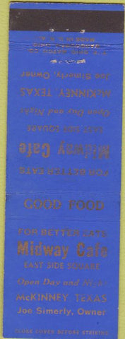 Matchbook Cover - Midway Cafe McKinney TX
