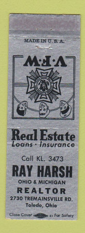 Matchbook Cover - Ray Harsh Real Estate Toledo OH VFW