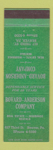 Matchbook Cover - Bovard Anderson Real Estate Insurance Beaver PA