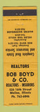 Matchbook Cover - Bob Boyd Real Estate Insurance Moline IL