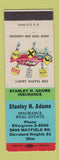 Matchbook Cover - Stanley Adams Insurance Real Estate Cleveland Heights OH