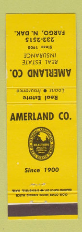 Matchbook Cover - Amerland Real Estate Insurance Fargo ND