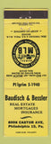 Matchbook Cover - Baudisch Bessler Real Estate Insurance Philadelphia PA