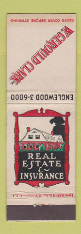 Matchbook Cover - W Gerould Clark Real Estate Insurance Englewood NJ