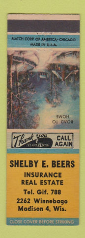 Matchbook Cover - Shelby Beers Insurance Real Estate Madison WI