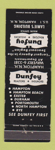 Matchbook Cover - Dunfey Real Estate Insurance Hampton NH WEAR