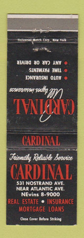 Matchbook Cover - Cardinal Insurance Real Estate Brooklyn NY