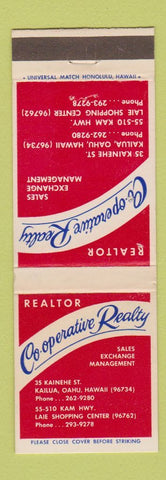 Matchbook Cover - COOP Real Estate Kailua Oahu Hawaii