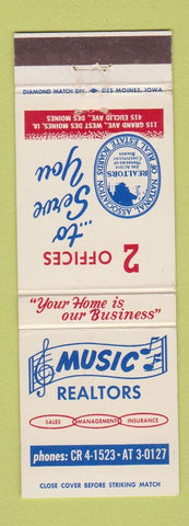 Matchbook Cover - Music Real Estate West Des Moines IA