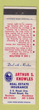 Matchbook Cover - Arthur Knowles Real Estate Insurance Front Royal VA WEAR