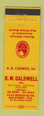 Matchbook Cover - RW Caldwell Insurance Real Estate Gulfport FL