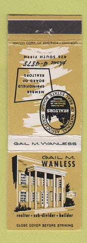Matchbook Cover - Gail Wanless Real Estate Springfield IL