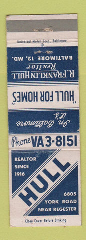 Matchbook Cover - Hull Real Estate Baltimore MD