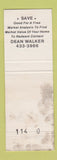 Matchbook Cover - Hunt Real Estate Dean Walker WEAR
