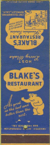 Matchbook Cover - Blake's Restaurant Berkeley CA