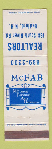 Matchbook Cover - McFab Real Estate Bedford NH WEAR