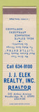 Matchbook Cover - JJ Elek Real Estate Woodbridge NJ