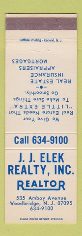 Matchbook Cover - JJ Elek Real Estate Woodbridge NJ
