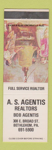 Matchbook Cover - AS Agentis Real Estate Bethlehem PA
