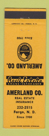 Matchbook Cover - Amerland Real Estate Insurance Fargo ND