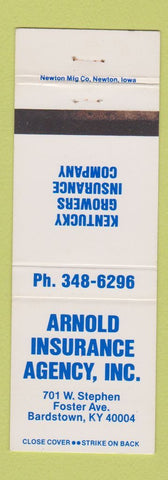 Matchbook Cover - Arnold Insurance Agency Bardstown KY