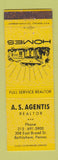Matchbook Cover - AS Agentis Real Estate Bethlehem PA YELLOW